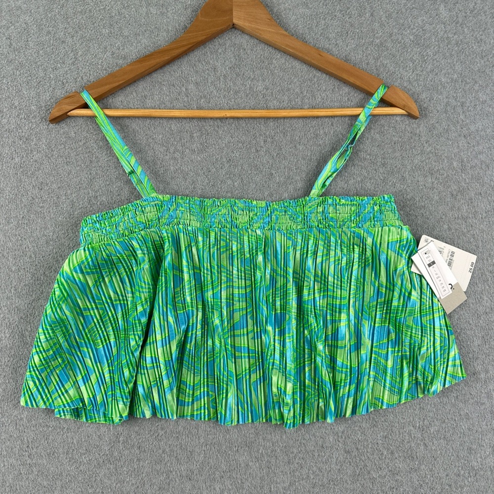 BP. Top Womens S Green Ziggy Animal Abstract Pleated Cami NEW BP451527MI